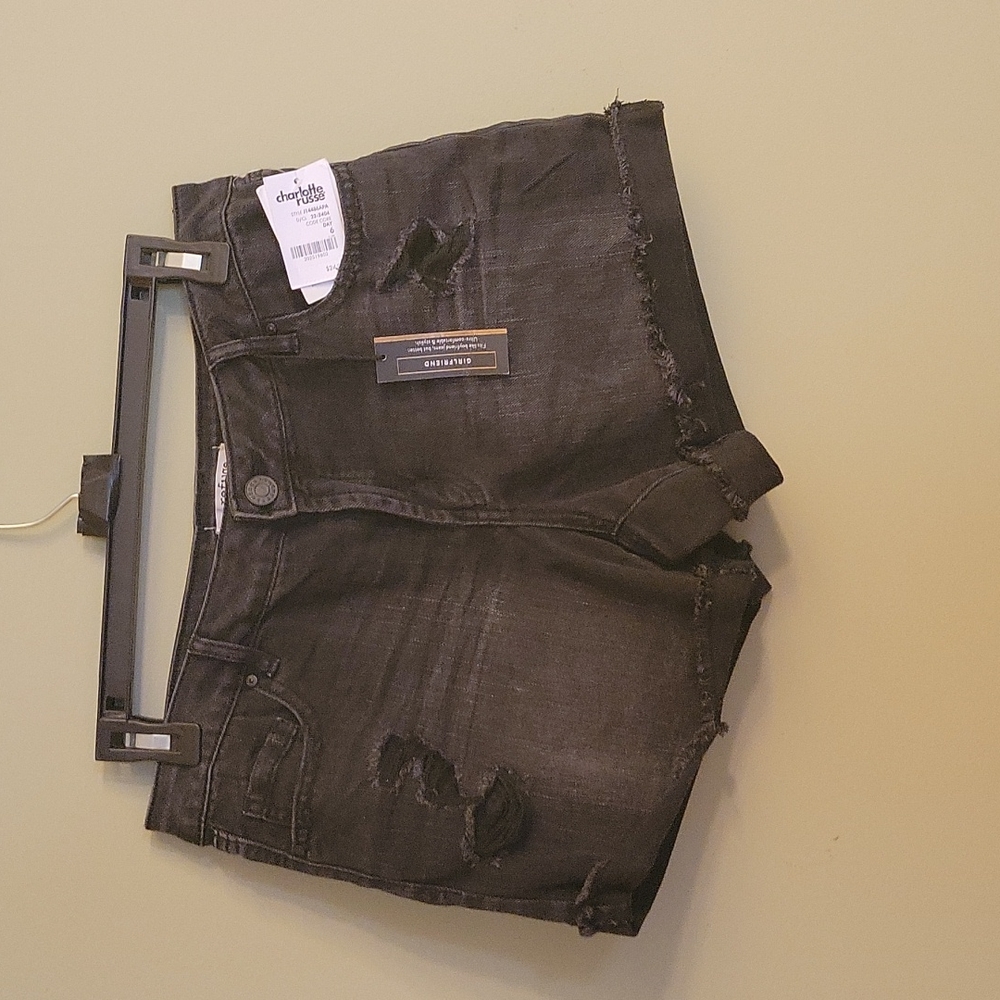 SEASON END SPECIAL Charlotte Russe Refuge Shorts Black Jeans Distessed 6 NWT